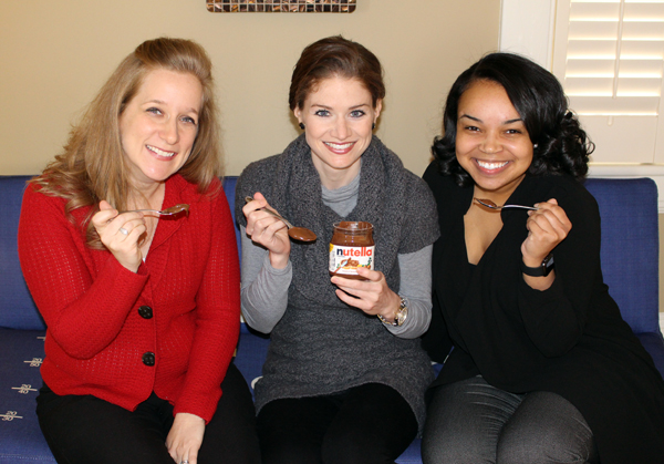 three Clairemont team members eat Nutella